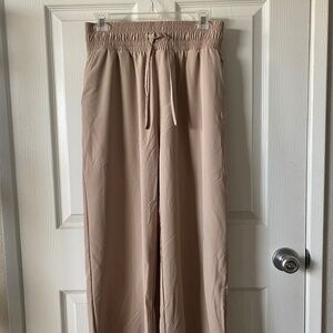 Elegant Beige Wide Leg Women's Pants